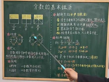 上课啦!分数的基本性质,解题4步万能法,一起来学习吧。人教版五年级数学下册《分数的意义和性质》4.3《分数的基本性质》#小学数学 #知识分享 #寒假学习打卡 #真实生活分享计划 #创作者中心