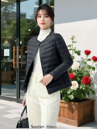 #秋冬新款女士轻薄款内胆#圆领羽绒服#保暖圆领V领一衣两穿