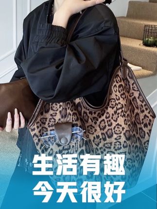 大容量通勤秋冬单层韩式法式豹纹单肩包托特包休闲斜跨时尚腋下包#百搭包包 #美包分享 #包包穿搭 #潮流女包 #新款包包