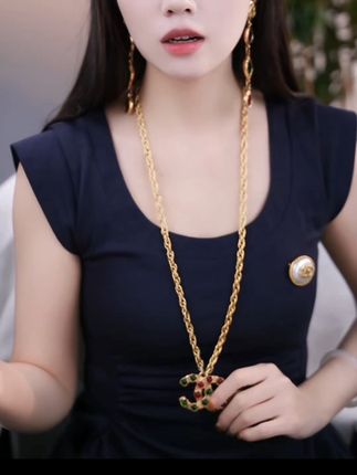 香奈儿红绿琉璃项链#chanel#中古饰品