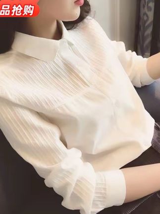 一年四季新款文艺白色衬衫女气质显瘦修身打底职业装打底衬衣洋气