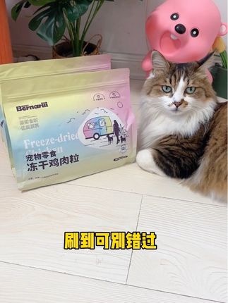 嘎嘎干净冻干鸡肉粒! 2大包价格划算,入手别犹豫!#强烈推荐 #冻干 #伯纳瑞力 #猫零食