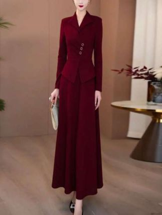 气质酒红色连衣裙,喜妈妈喜婆婆婚宴礼服长裙,谁穿谁好看#时尚潮流穿搭 #时髦穿搭 #高级感气质穿搭 #女装时尚穿搭 #婚宴妈妈装