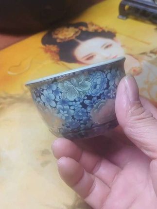 金牡丹主人杯汝窑繁花缸杯中式茶杯功夫茶具品茗杯 #茶生活 #茶器茶具 #主人杯