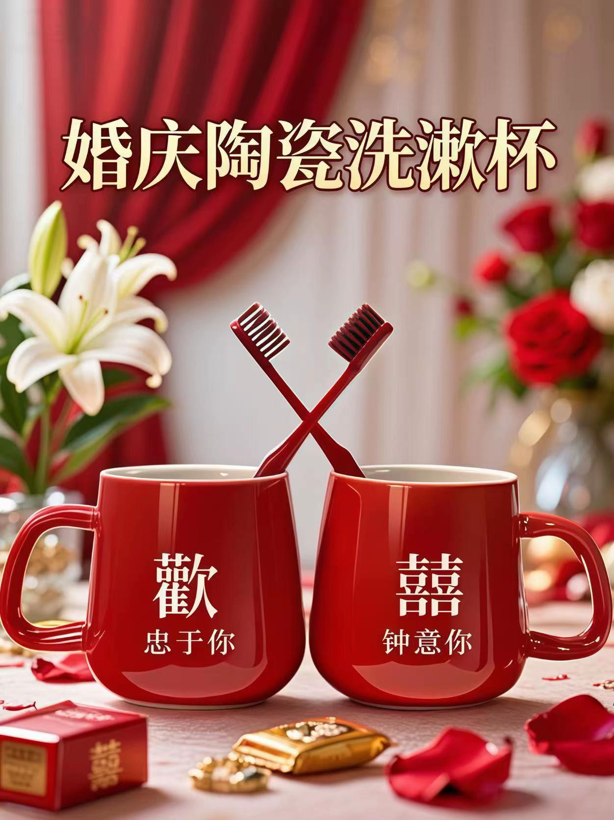 #婚庆漱口杯 #备婚洗漱用品 #情侣陶瓷杯 #婚礼伴手礼推荐 朋友们快看!这款婚庆陶瓷漱口杯套装也太合心意了!杯身设计格外精巧,一对杯子紧紧靠在一起,满是温馨浪漫的感觉,一眼就能看出甜蜜心意!材质用的是优质陶瓷,不光颜值高,还很结实耐用,美观和实用都兼顾到了~ 不管是当成婚礼伴手礼送给宾客,还是新人平时用,都带着“佳偶成双、相伴永久”的美好意思,能给婚后的甜蜜生活多添一份美好!