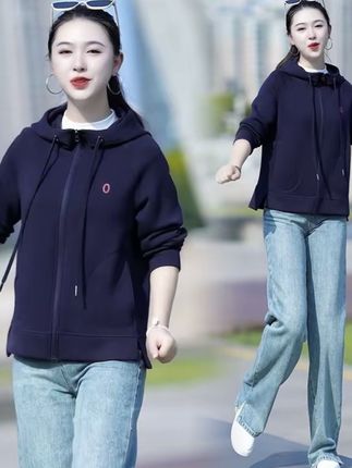 韩版高级感连帽外套女春秋宽松卫衣2025时尚女装洋气休闲百搭款#减龄气质 #时尚搭配 #休闲百搭 #气质范