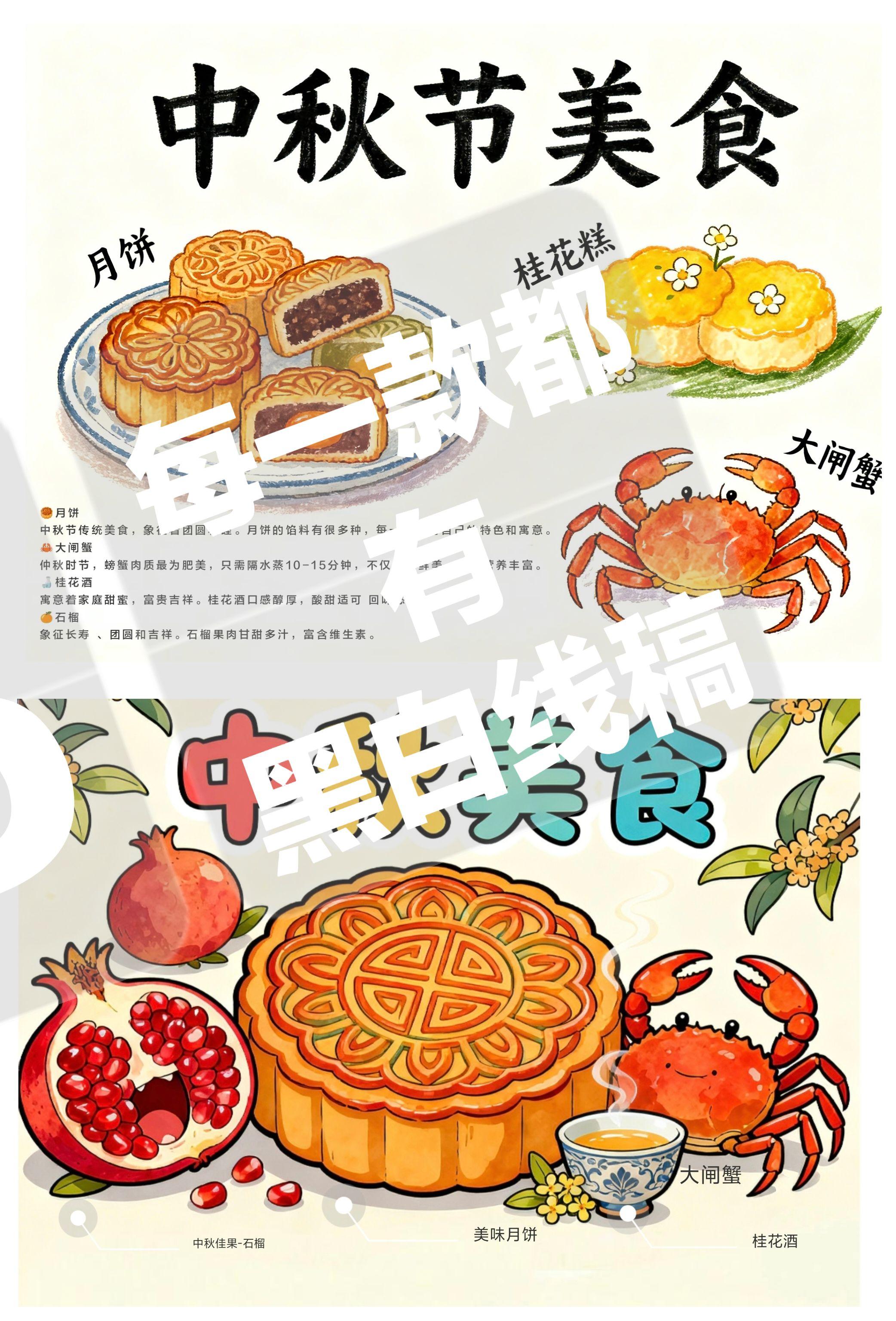中秋美食手抄报,中秋节美食。可修改标题 黑白线稿可打印请丝#中秋节 #中秋节美食 #中秋美食手抄报 #中秋节美食手抄报 #中秋节手抄报