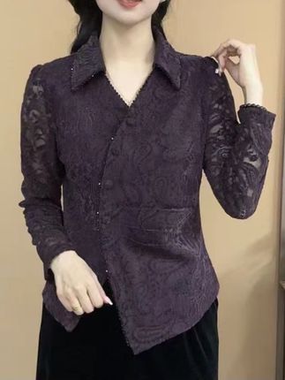 京亲2025秋季长袖植绒蕾丝衬衫领开衫气质百搭显瘦女人味上衣#穿出高级感 #简约大气 #高级感穿搭 #气质女人 #遮肉显瘦穿搭