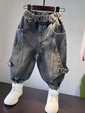 #童裤 #儿童牛仔裤#潮童穿搭 #超便宜超划算 男童裤子 潮款痞帅童装 春秋季男宝儿童休闲男孩洋气百搭牛仔裤#男童裤子