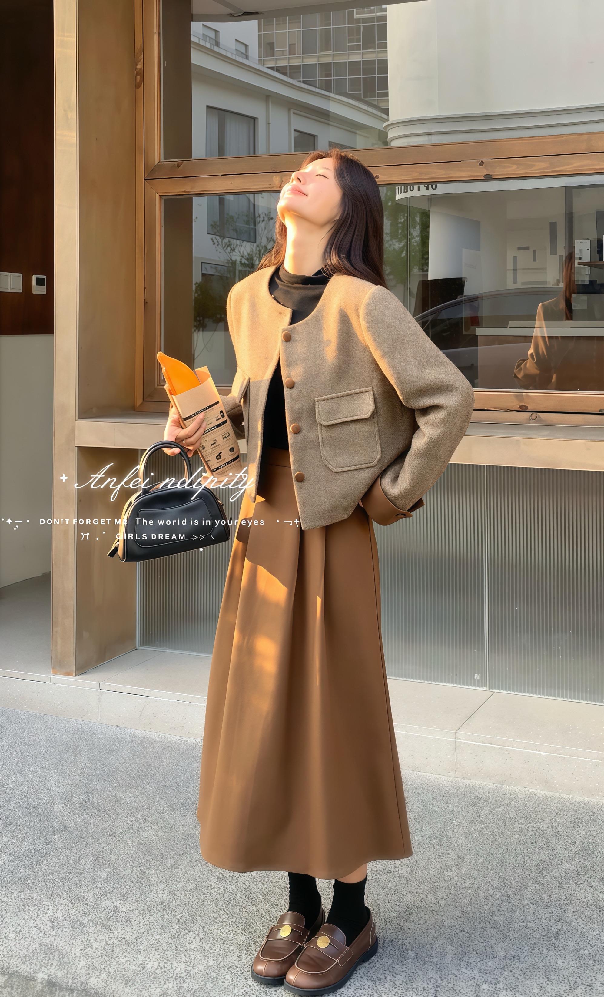 复古美拉德小香风毛呢套装裙。#你缺的不是衣服而是穿搭技巧 #变美的捷径就是跟着博主学穿搭 #轻松出片的钓系御姐拍照姿势 #都市通勤旅游两相宜look #感谢男友替我记录我的穿搭