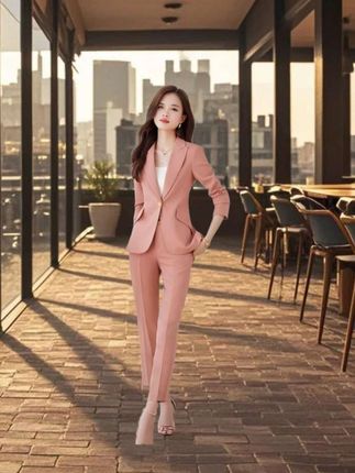洋气减龄粉色小西装套装女春夏新款轻奢休闲气质通勤职业正装西服