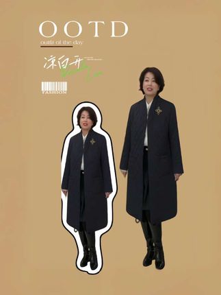 复古菱格长款风衣棉服#时髦精#时尚设计感风衣棉服外套#轻奢气质穿搭#高级感风衣棉服外套#每日穿搭分享