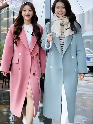 双面呢中长款呢子外套 #轻松摆脱路人感的韩系穿搭 #气质风衣穿搭 #时尚穿搭女装 #高级感穿搭