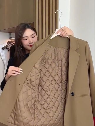 新款冬季高级感时尚气质显瘦大码纯色加棉加厚西装外套#显高显瘦 #穿出自信穿出美丽 #通勤搭配 #质量杠杠的好面料柔软舒适 #女神穿搭
