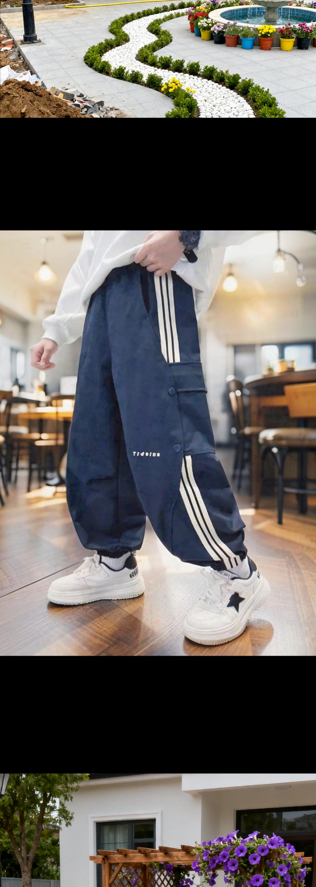 家人们!2025新款男童春秋工装裤来啦!宽松版型,孩子活动无束缚。工装风设计,侧边条纹超吸睛,还有大口袋,实用又帅气。束脚款式,搭配运动鞋,运动休闲风满满,春秋季穿正合适,不管是上学还是出游,都能轻松hold住!#潮童穿搭 #春秋穿搭 #男童穿搭 #男童裤子 #高品质童装