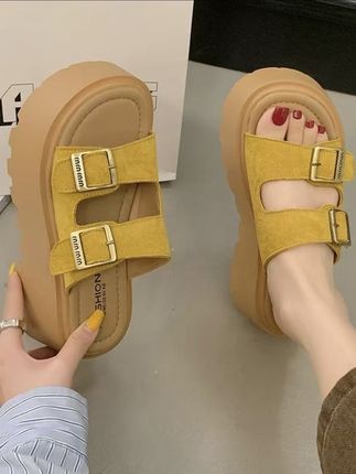 厚底增高勃肯半拖鞋女外穿2025夏季新款懒人一脚蹬网红凉拖鞋舒适#好鞋推荐 #好穿又好搭 #谁穿谁好看#软底软面穿上超舒服 #ootd穿搭