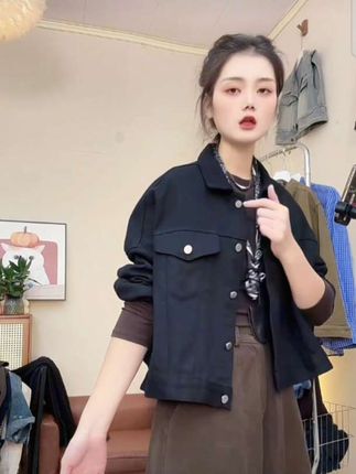 美拉德牛仔外套女春秋款2025新款高级感气质宽松百搭短款夹克上衣