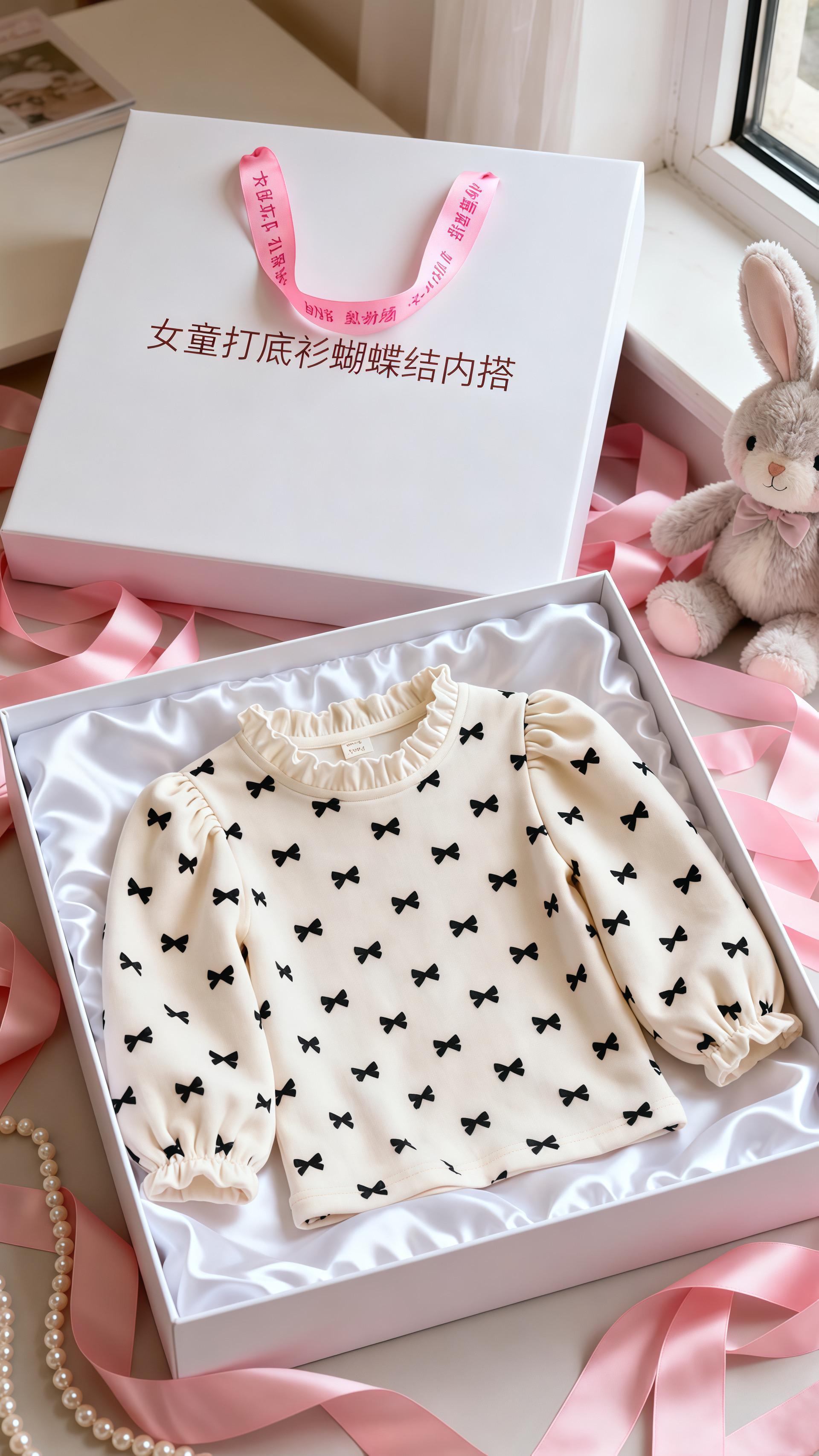 女童打底衫蝴蝶结内搭。1. 可爱甜美风: 女童木耳边蝴蝶结打底衫,一体绒保暖,泡泡袖设计俏皮又可爱,给宝贝满满的温暖与童趣! 2. 精致礼盒风: 女童蝴蝶结内搭礼盒装!米白打底衫缀满小蝴蝶结,加绒保暖,送礼自用两相宜,尽显精致心意。 3. 简约实用风: 女童一体绒蝴蝶结打底衫,木耳边领口+泡泡袖,柔软保暖又百搭,秋冬穿搭必备款!#女童穿搭 #宝妈 #育儿经验分享 #好物推荐 #打底衫