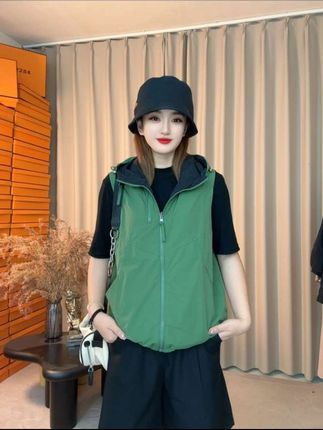 SUHANG 【双面双穿】双拉链连帽马甲春 秋夏新款休闲宽松马夹女#宽松马甲#连帽 马甲#马甲外套#休闲穿搭#百搭上衣