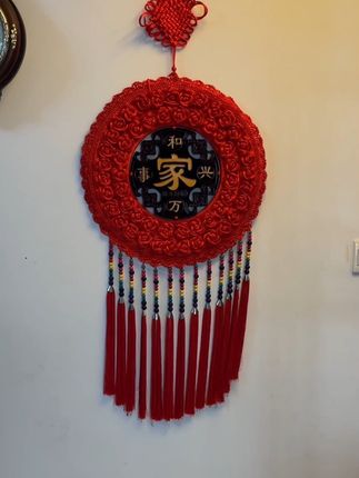 这款手工编制的纯桃木#中国结 挂客厅背景墙,玄关墙大气又好看,寓意吉祥#喜庆挂件#年货#桃木#客厅装饰