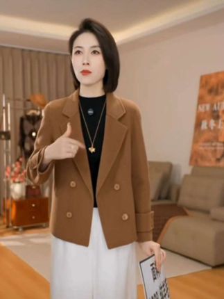 #秋冬新款双面羊毛外套#新款羊毛外套#气质显瘦外套#短款外套 #面料超级舒服