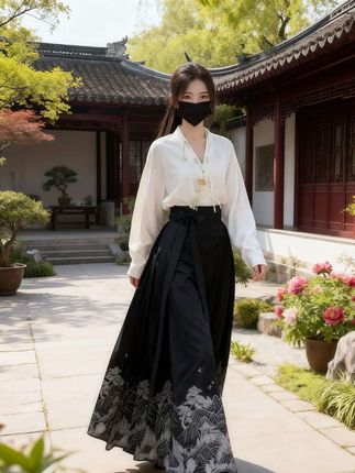 #新中式女装#秋季改良汉服#马面裙套装#新中式国风 汉服上衣气质国风马面裙两件套