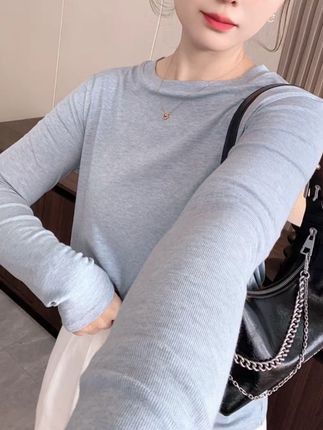 秋冬高端面料女士圆领百搭打底衫T恤修身内搭#显瘦搭配 #修身上衣#打底衫上衣#圆领百搭#秋季新款