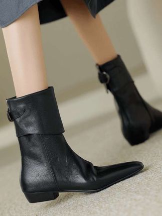 真软皮高级感小短靴秋冬新款中筒靴女平底真皮女靴低跟软皮靴加绒 #好鞋推荐 #哎呦喂你鞋真好看 #女神必备 #穿出你的时尚你的感觉 #女鞋推荐