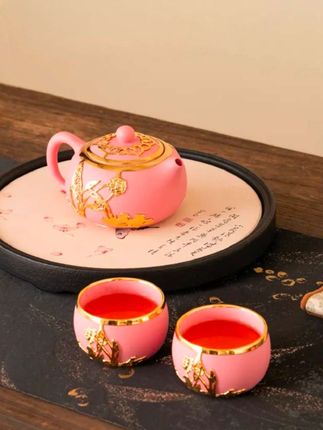 联谊金镶玉锡镶高档茶具粉紫砂一茶壶两杯女性轻奢高端茶器礼盒装#金镶玉茶具 #轻奢茶具礼盒#茶具#茶杯#礼物@DOU+小助手
