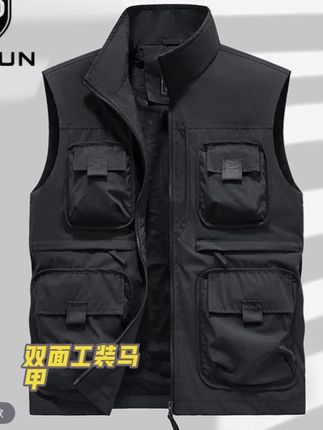 JPDUN/吉普盾双面穿马甲男多口袋工装奥粒绒背心加绒坎肩 #工装穿搭 #户外穿搭 #夹克外套 #马甲外套 #男装外套