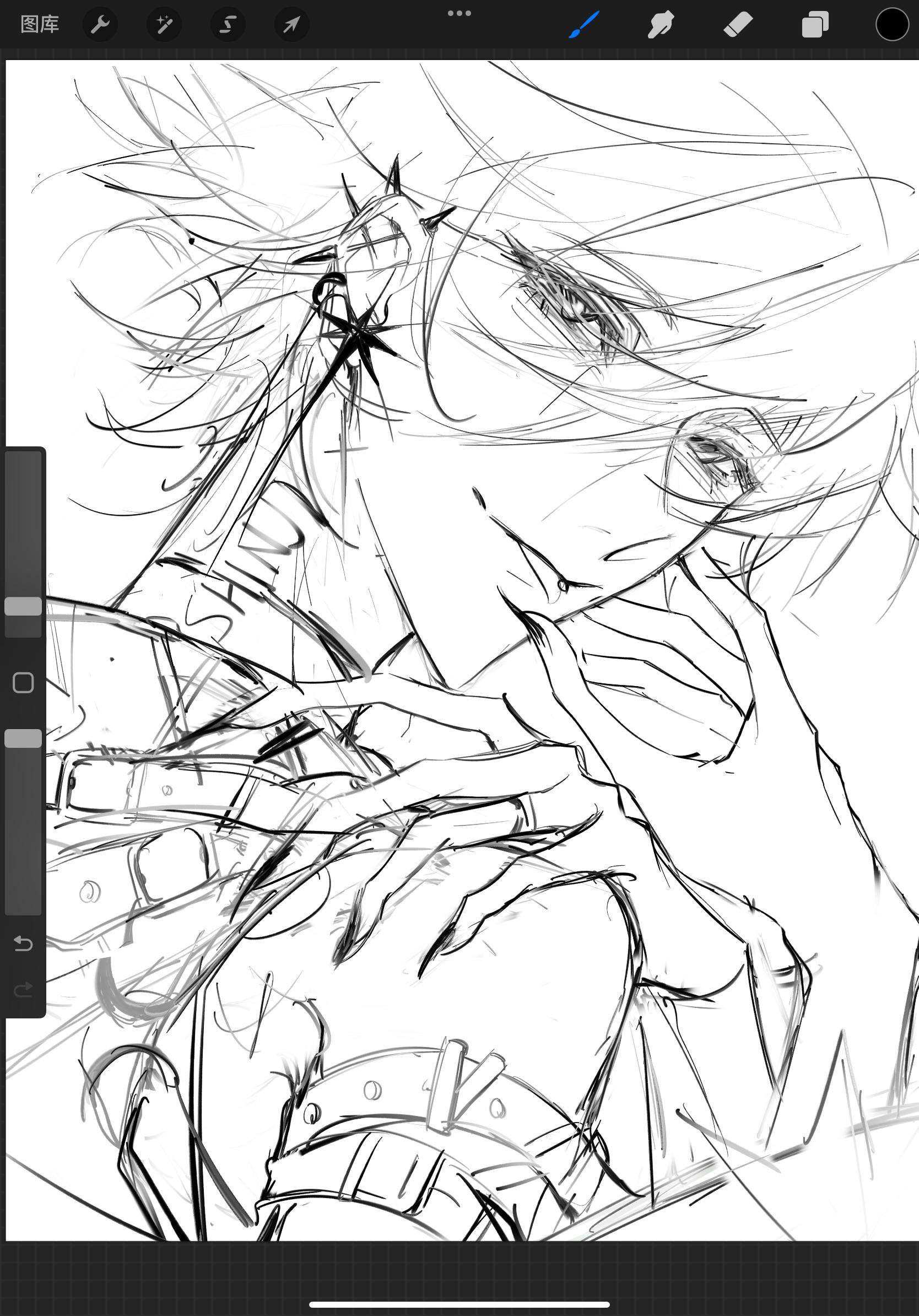 放个图透,逼自己画完。xp大放送#薰嗣#eva#procreate #草稿 #图透