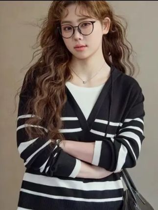 (725)大码胖MM设计感时尚宽松显瘦简约风假两件连帽针织衫春秋季#大码胖mm假两件针织衫#休闲百搭上衣#遮肉显瘦#洋气风格 #韩式穿搭ootd