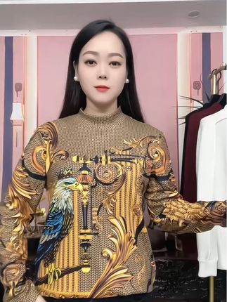 【加厚款】新款潮流皇冠雄鹰卫衣男士长袖打底衫仿针织轻奢秋冬款#男装t恤 #针织衫 #男士针织衫 #男士打底衫 #男装t恤