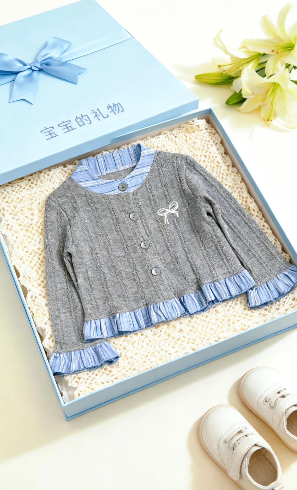韩版女童新款开衫花边潮可爱纯色上衣#甜美穿搭 #萌娃穿搭 #韩版穿搭