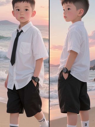#高品质童装 #白衬衫 #帅气出场 #男童穿搭 #夏季玩水