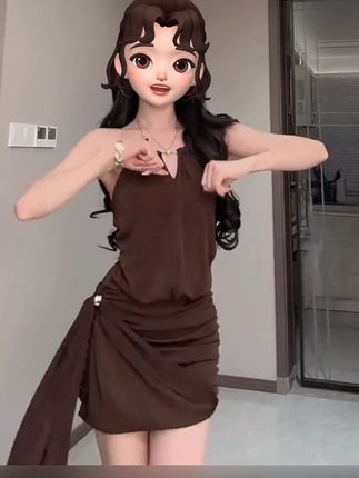 #上热门话题🔥🔥🔥 #2025新品连衣裙纯欲风露背挂脖夏季飘带褶皱修身设计感收腰包臀裙#时尚女装 #性感女神 #气氛搞起来