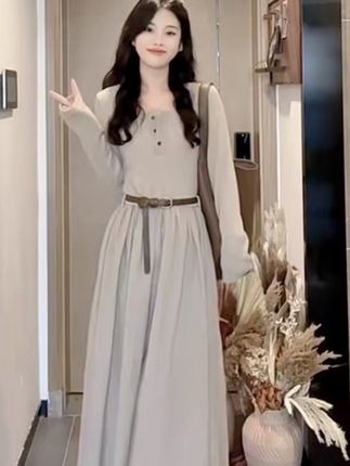 法式针织连衣裙子女秋2025新款韩系高级感开春套装穿搭配长裙#高级感穿搭 #温柔穿搭 #气质仙女裙穿搭 #甜美穿搭 #韩系穿搭