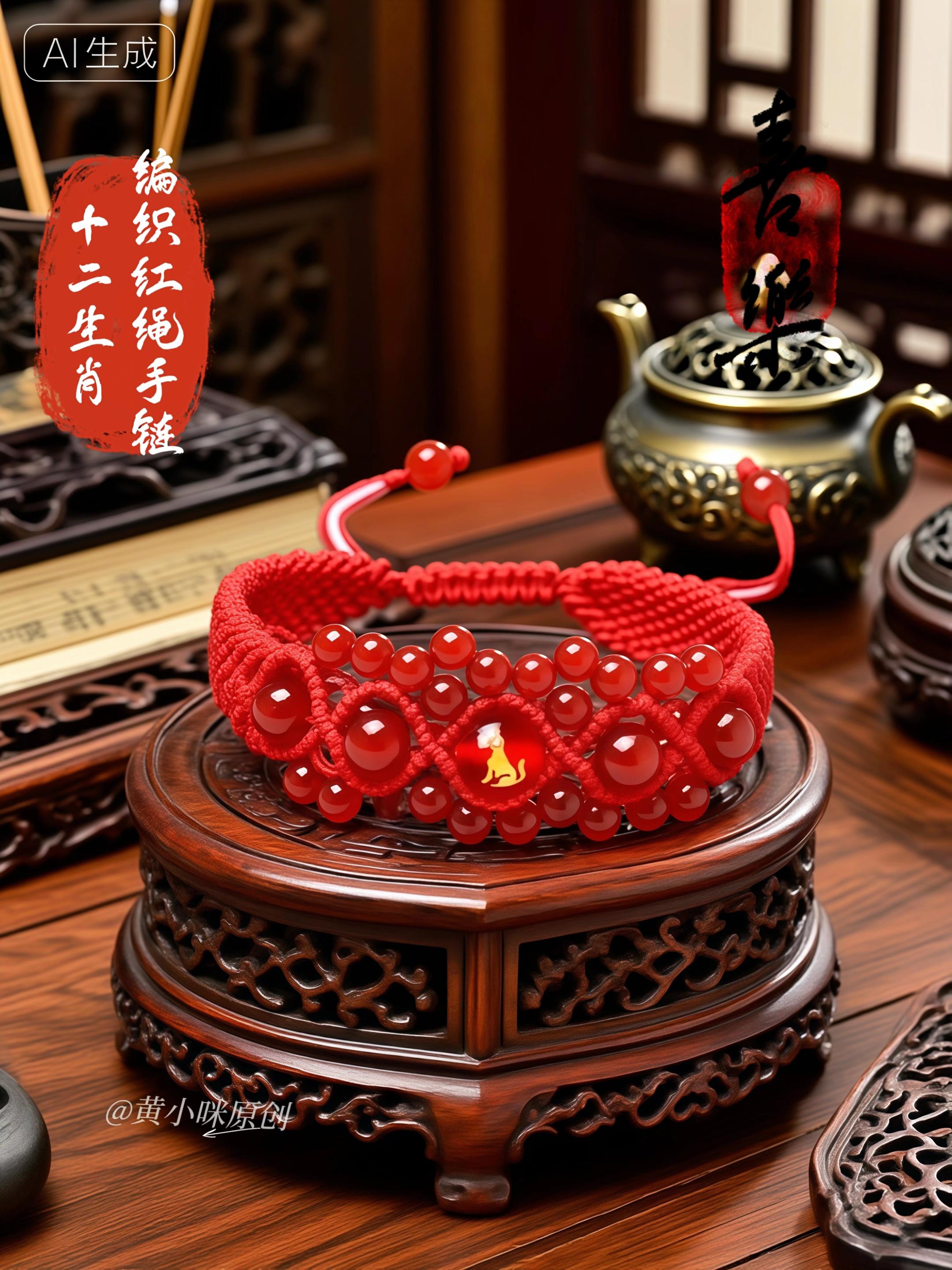 十二生肖编织红绳手链。#编织手链 #十二生肖手链 #纯手工编织 #编织红绳 #纯手工编绳