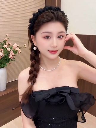 这款发箍我太爱了,太美了吧#头饰搭配 #发箍这样戴好美 #碎发整理 #高颅顶发箍#网纱发箍