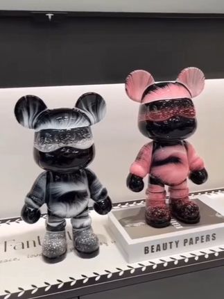 轻奢手工摆件DIY流体熊玄关客厅渐变色装饰品创意挂件礼物暴力熊#时尚家居摆设
