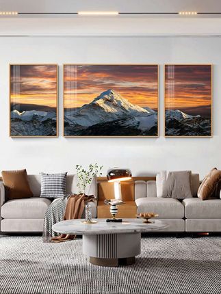 客厅装饰画金山轻奢沙发背景墙挂画背有靠山三联风景大气晶瓷挂画#装饰画 #三联画装饰画客厅 #晶瓷装饰画 #客厅装饰画 #沙发背景三联画 @DOU+小助手