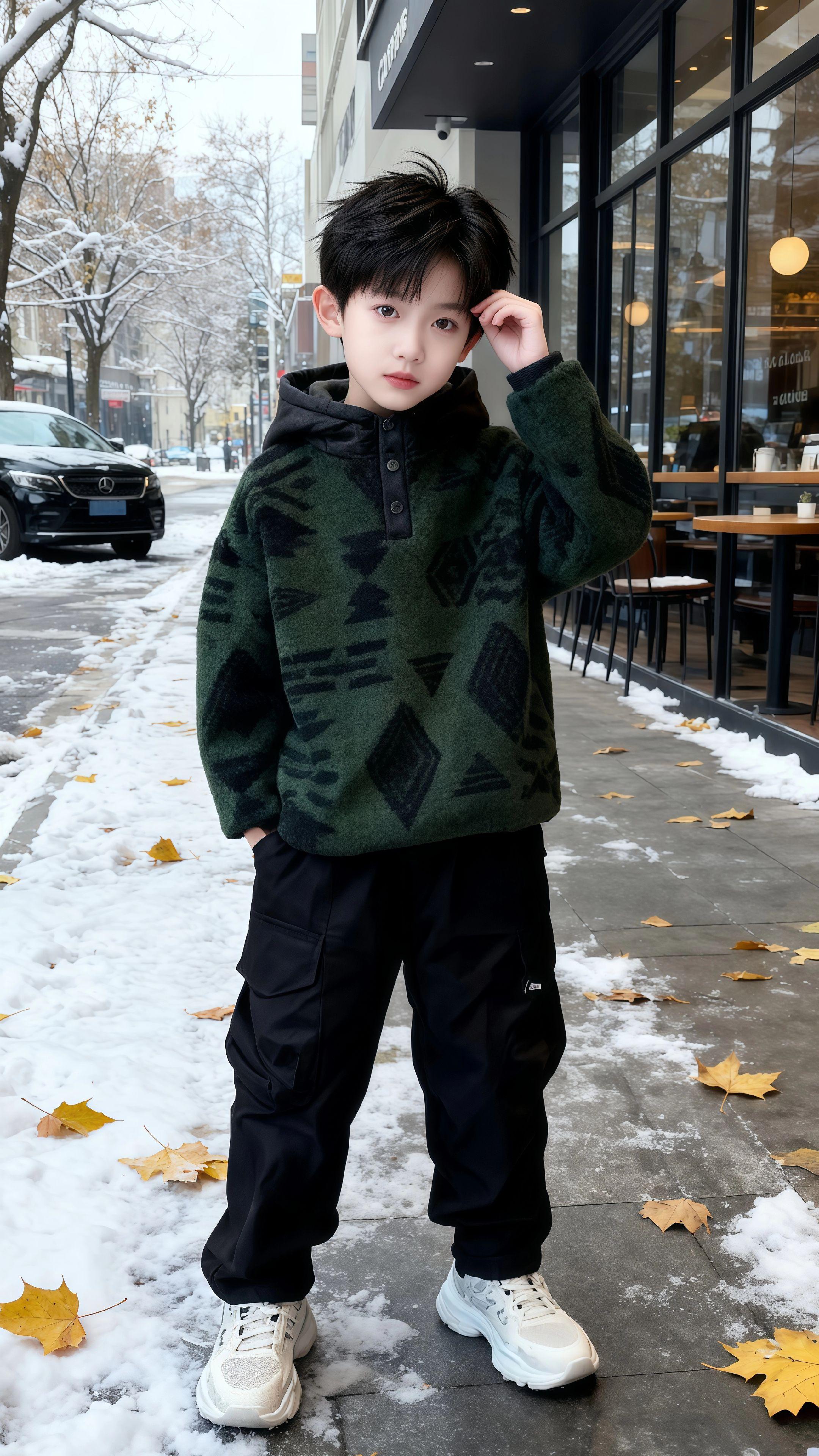 #男童穿搭 #高品质童装 #冬季穿搭 #加绒卫衣套装 #潮童穿搭