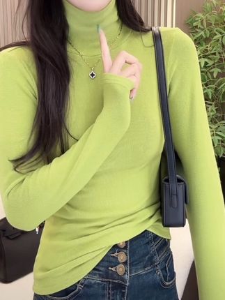 【精品双面绒】高领堆堆领打底衫女内搭修身显瘦t恤秋冬保暖女装#秋冬穿搭 #修身显瘦 #长袖t恤 #打底衫 #女装