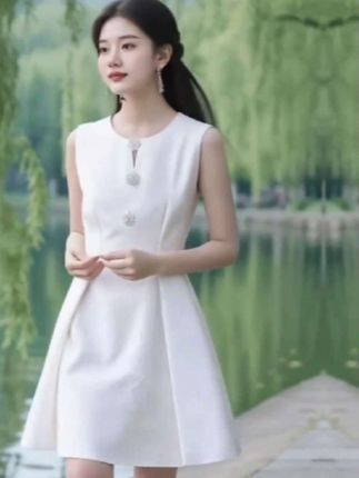 2025年夏季网红新款小个子连衣裙女千金风气质高级时尚显瘦A字裙