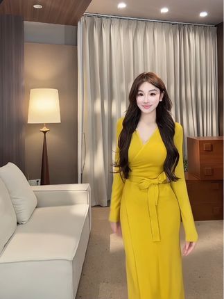 秋季法式慵懒收腰修身系带针织长袖连衣裙#甜美穿搭 #优雅气质 #高级穿搭 #轻奢女装 #这也太好看了
