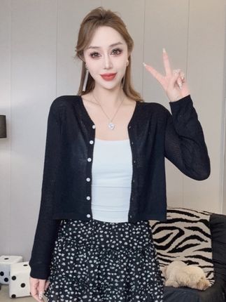 小披肩针织开衫亚麻长袖薄款女短款宽松外搭显瘦新款防晒罩衫外套@DOU+上热门 @DOU+好生意 @DOU+小助手
