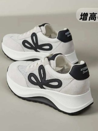8cm网面健身运动厚底阿甘鞋女,透气软底增高时尚百搭女鞋,#好鞋推荐
