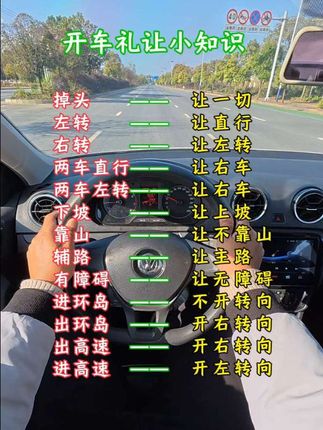 开车礼让小知识,愿所有人:上路平平安安、一路顺风。#考驾照 #新手上路 #驾驶技巧 #科目三