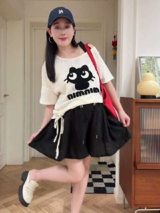 #一个身体两个心跳 #孕妇装新款 2025夏季新款孕妇装韩版宽松露肩刺绣猫咪套装孕妇时尚两件套#时尚孕妇装 #孕妇装推荐 #孕期穿搭 @DOU+小助手