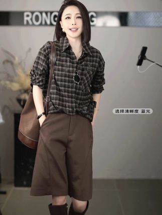 溶溶【干练酷感】RONGRONG 绵羊毛混纺干练通勤修腿显瘦短裤RR5737#溶溶rongrong #中裤 #高级感穿搭